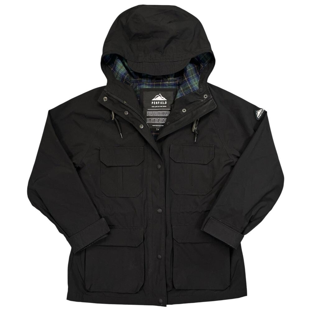 Penfield Utility Jacket Women’s Small Black coat green plaid Lining
